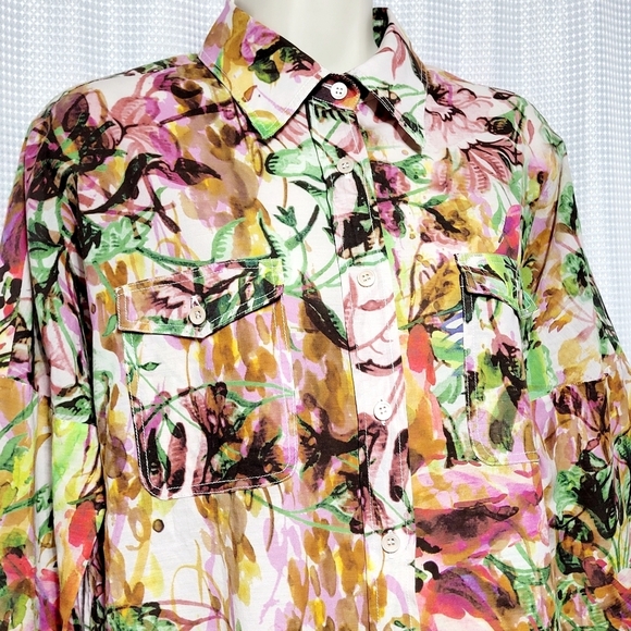 Piazza Sempione Italian Silk Blend Watercolor Floral Artsy (IT40/US Medium***) - Picture 3 of 14